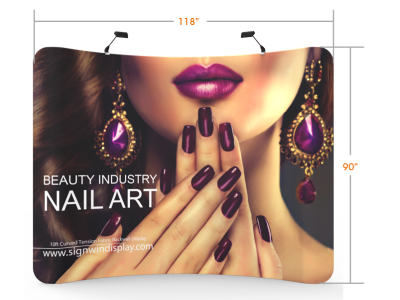 Custom 10ft Curved & Collapsible Tension Fabric Trade Show Backwall Display